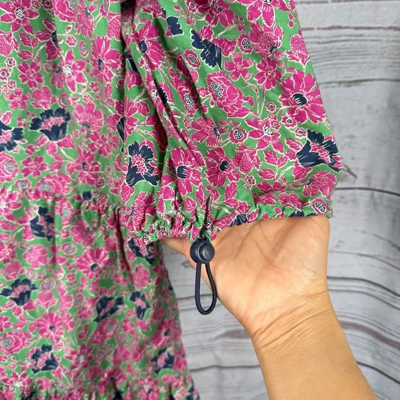 Anthropologie Sundry Ditzy Floral Cotton Dress Tiered Balloon Sleeve Size 1 (S) - Picture 6 of 10